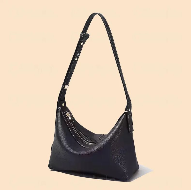 Trendy Leather Shoulder Bag, Top Layer Full Grain Cowhide Leather