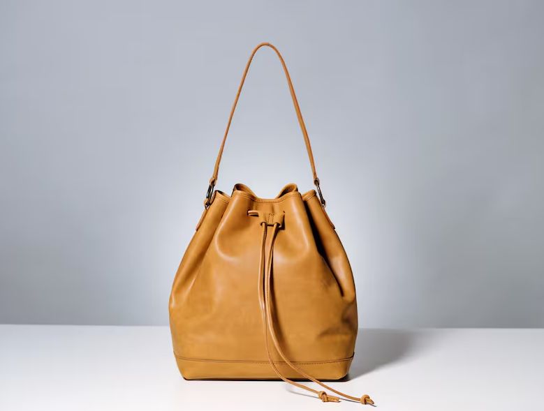 Handmade Leather Bucket Bag