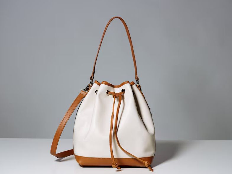 White Leather Bucket Bag