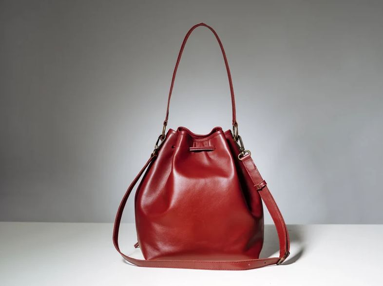 Burgundy Leather Bucket Bag