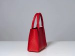Red Croc Embossed Leather Mini Tote Bag