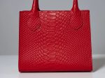 Red Croc Embossed Leather Mini Tote Bag