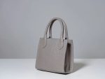 Grey Croc-Embossed Leather Bag
