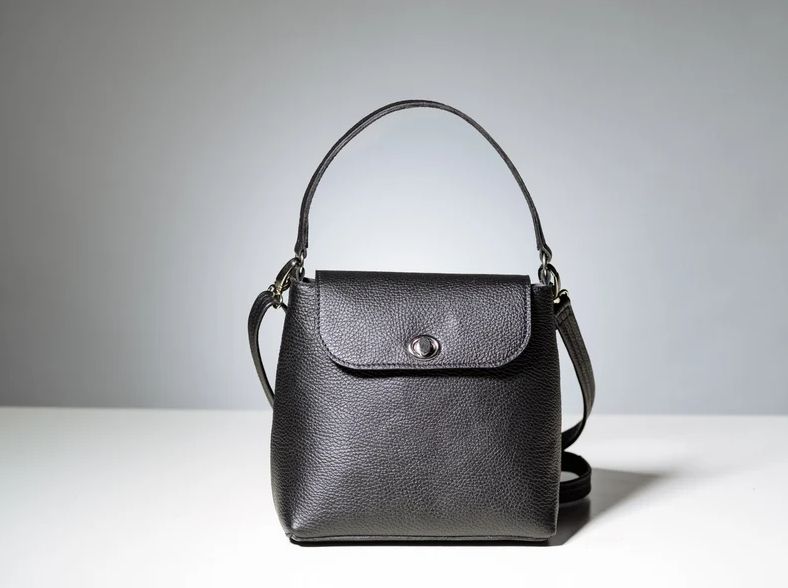 Handmade Black Leather Crossbody Bag