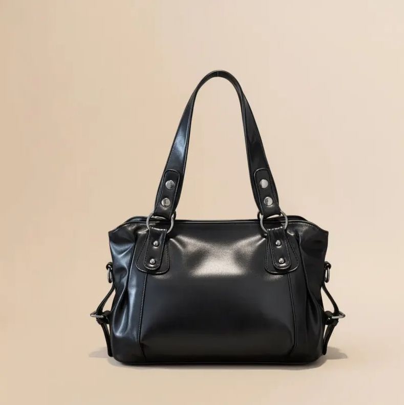 Vintage PU Leather Boston Tote Bag for Women